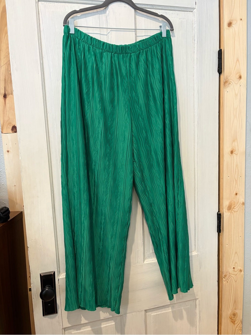 Topshop Green Women's Wide-Leg Elastic Waist Pants
